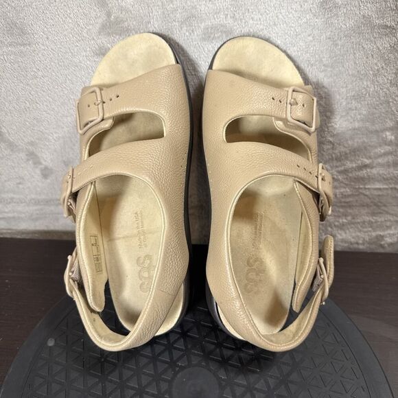 SAS Womens Size 8N Relaxed Beige Leather Flats Sandals Comfortable Orthopedic - Picture 5 of 10